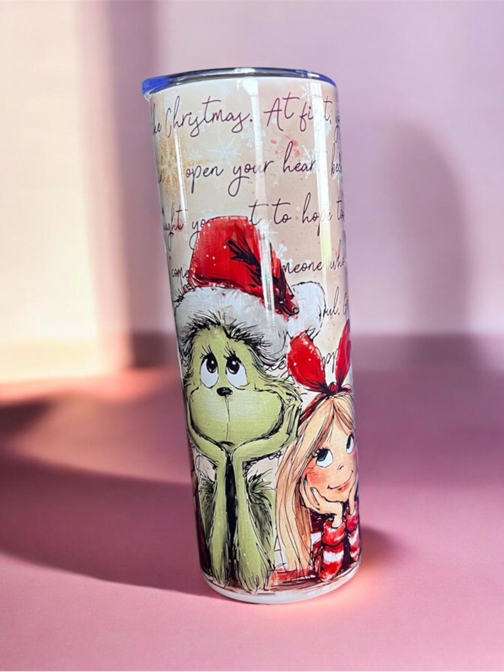 Grinch Holiday Tumbler with Festive Characters - Red, Green, White